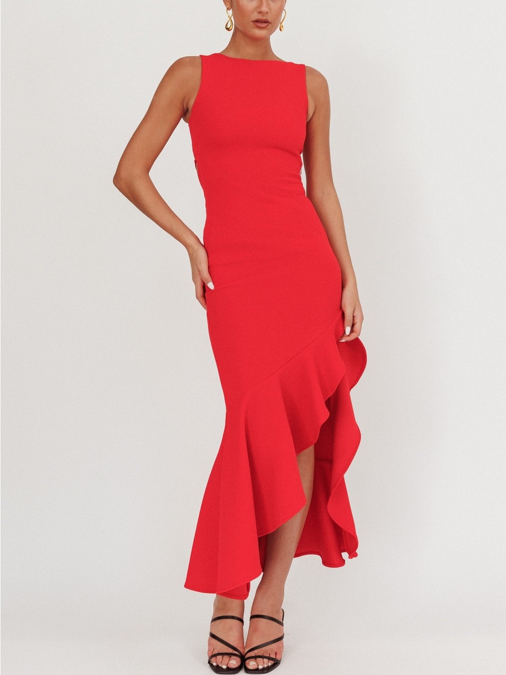 NWT REVOLVE SAINTS & SECRETS SHOWPO Luiza red ruffle corset back dress US /XS - Picture 13 of 13